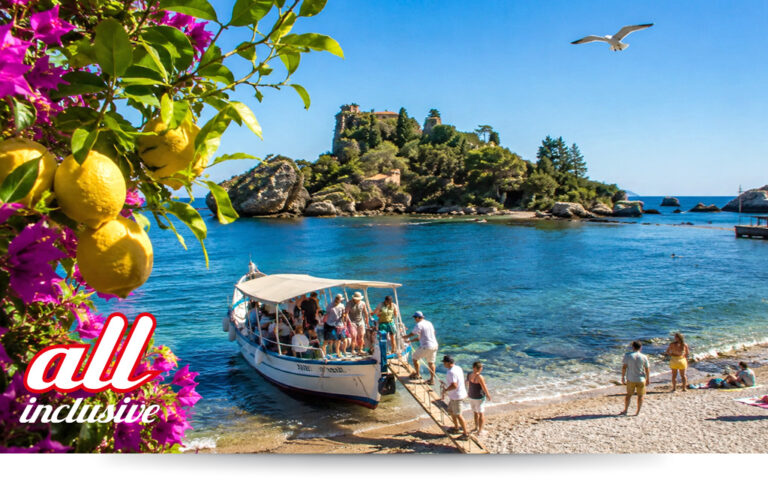 "Tour Sicilia: Hotel 4 stelle a Taormina, escursione Etna, Gole Alcantara, Siracusa e Isole Eolie organizzazione Progetto Colombo Viaggi Bari."